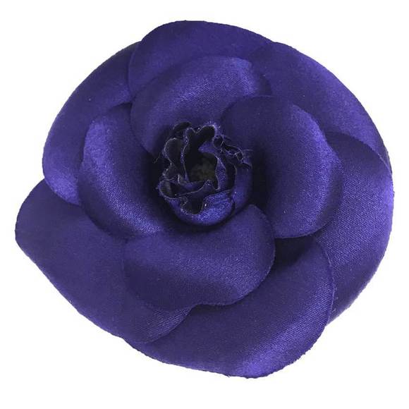 CHANEL Camellia Corsage Brooch Purple Satin Chanel Women's